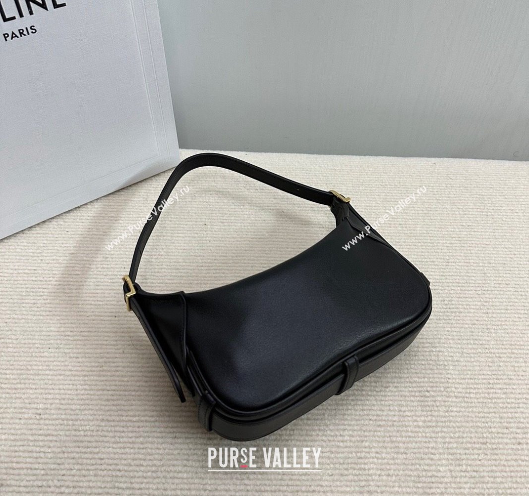 Celine Mini Romy Hobo Bag in Supple Calfskin Black 2024 10K123 (BL-240118032)