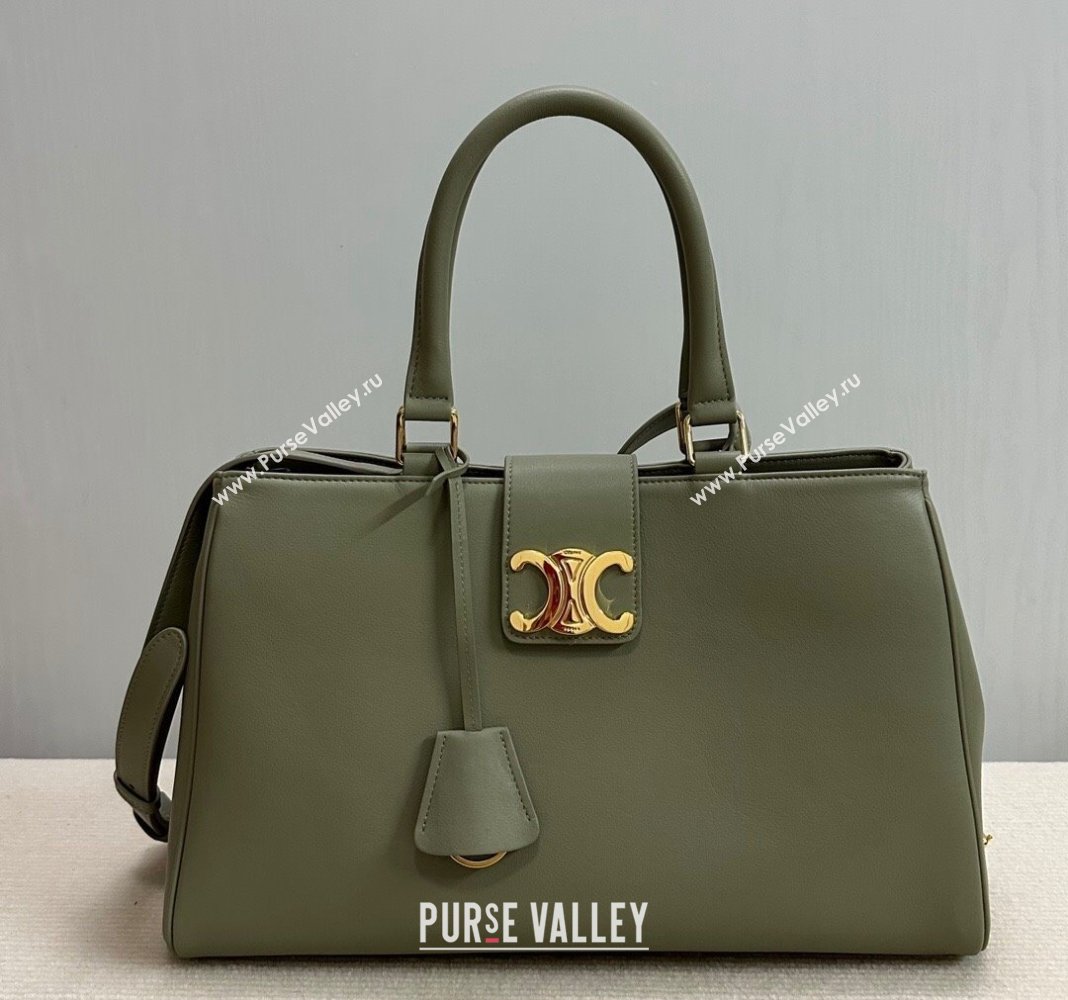 Celine Marlou Appoline Top Handle Bag in Supple Calfskin Green 2023 114963 (BL-240118035)