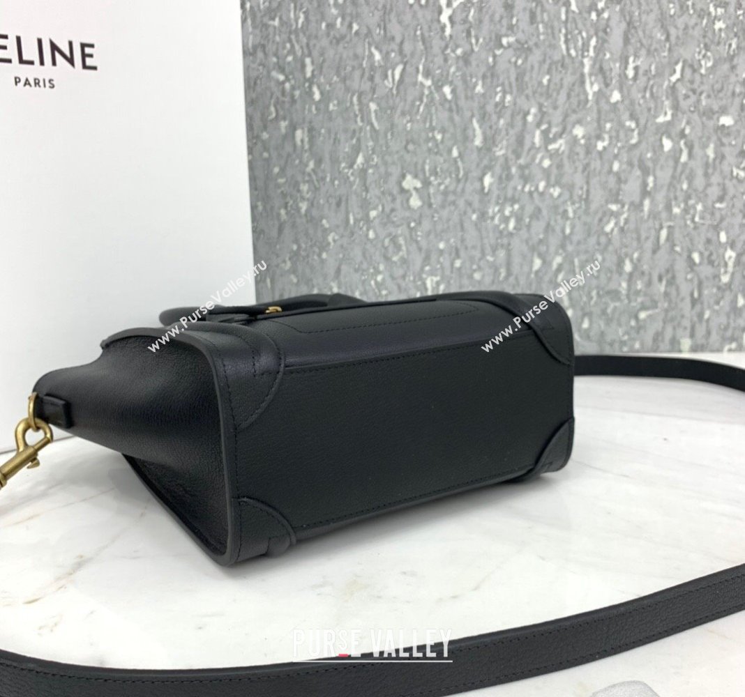 Celine Nano Luggage Bag in Grained Calfskin Black/Gold 2023 189243 (HF-240118045)