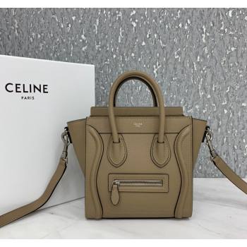 Celine Nano Luggage Bag in Grained Calfskin Beige 2023 189243 (HF-240118046)