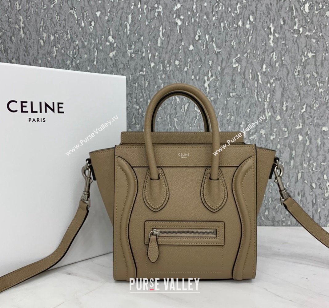 Celine Nano Luggage Bag in Grained Calfskin Beige 2023 189243 (HF-240118046)