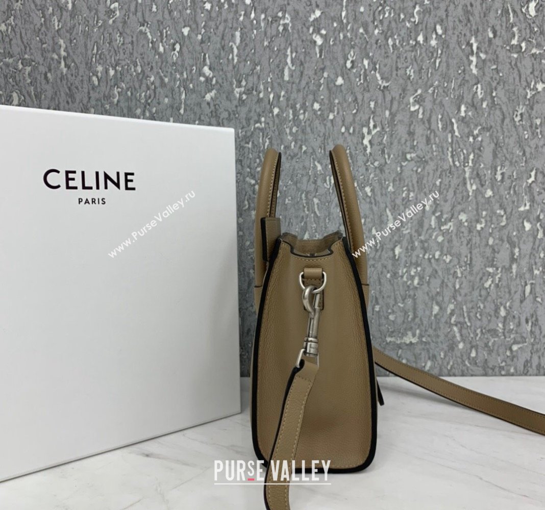 Celine Nano Luggage Bag in Grained Calfskin Beige 2023 189243 (HF-240118046)