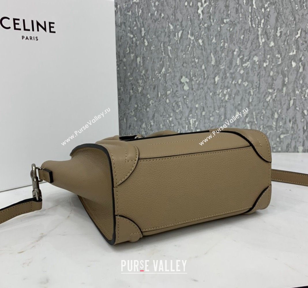 Celine Nano Luggage Bag in Grained Calfskin Beige 2023 189243 (HF-240118046)