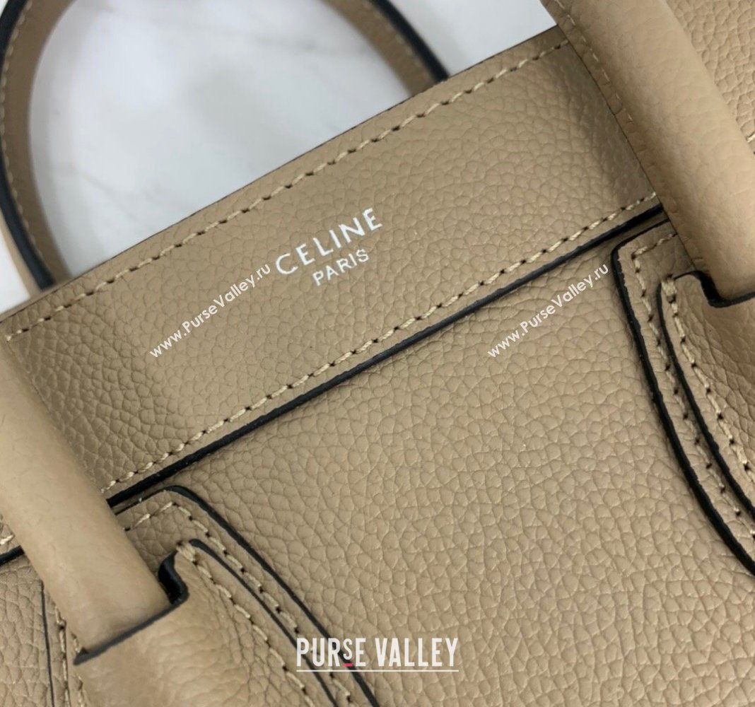 Celine Nano Luggage Bag in Grained Calfskin Beige 2023 189243 (HF-240118046)