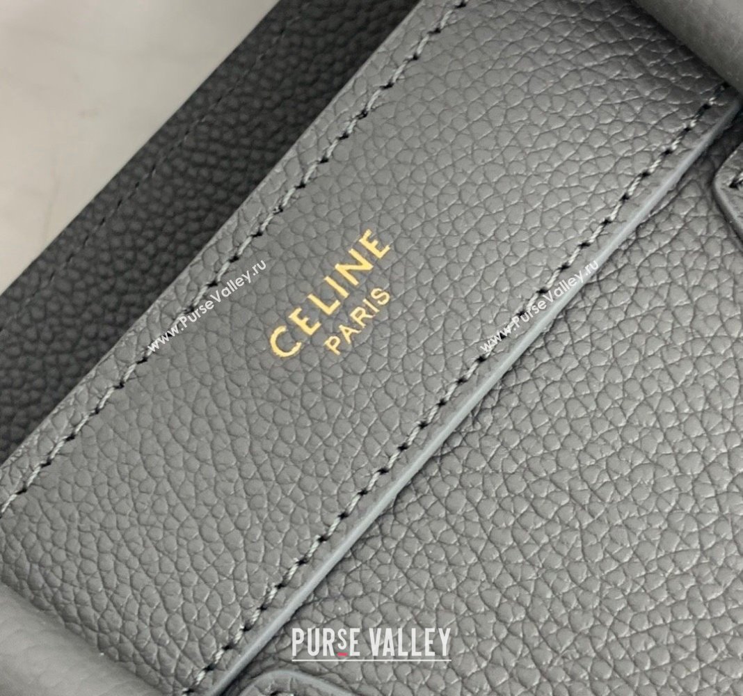 Celine Nano Luggage Bag in Grained Calfskin Storm Grey 2023 189243 (HF-240118047)