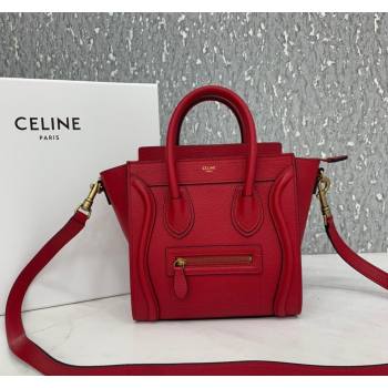 Celine Nano Luggage Bag in Grained Calfskin Red 2023 189243 (HF-240118048)