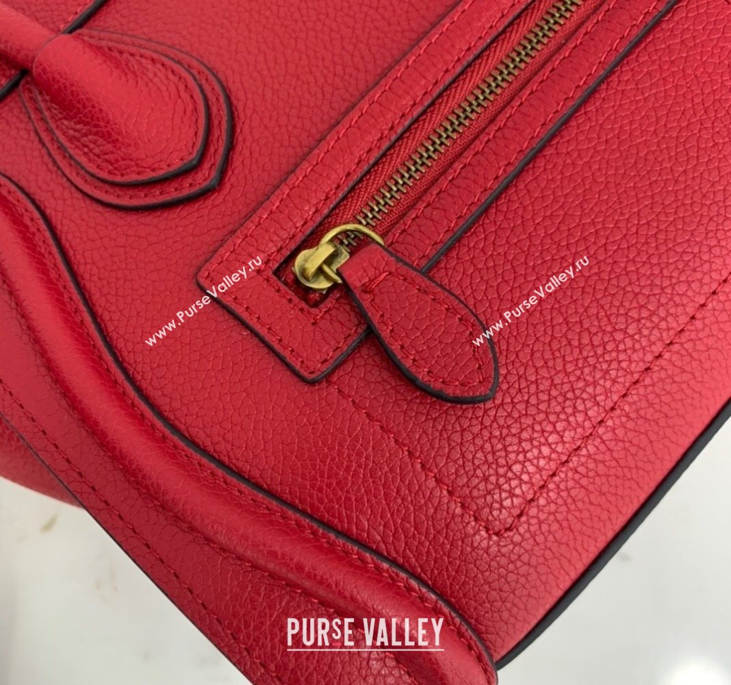 Celine Nano Luggage Bag in Grained Calfskin Red 2023 189243 (HF-240118048)