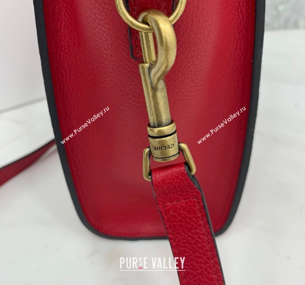 Celine Nano Luggage Bag in Grained Calfskin Red 2023 189243 (HF-240118048)