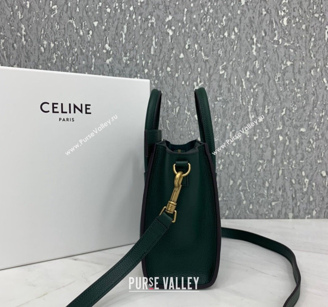 Celine Nano Luggage Bag in Grained Calfskin Green 2023 189243 (HF-240118049)