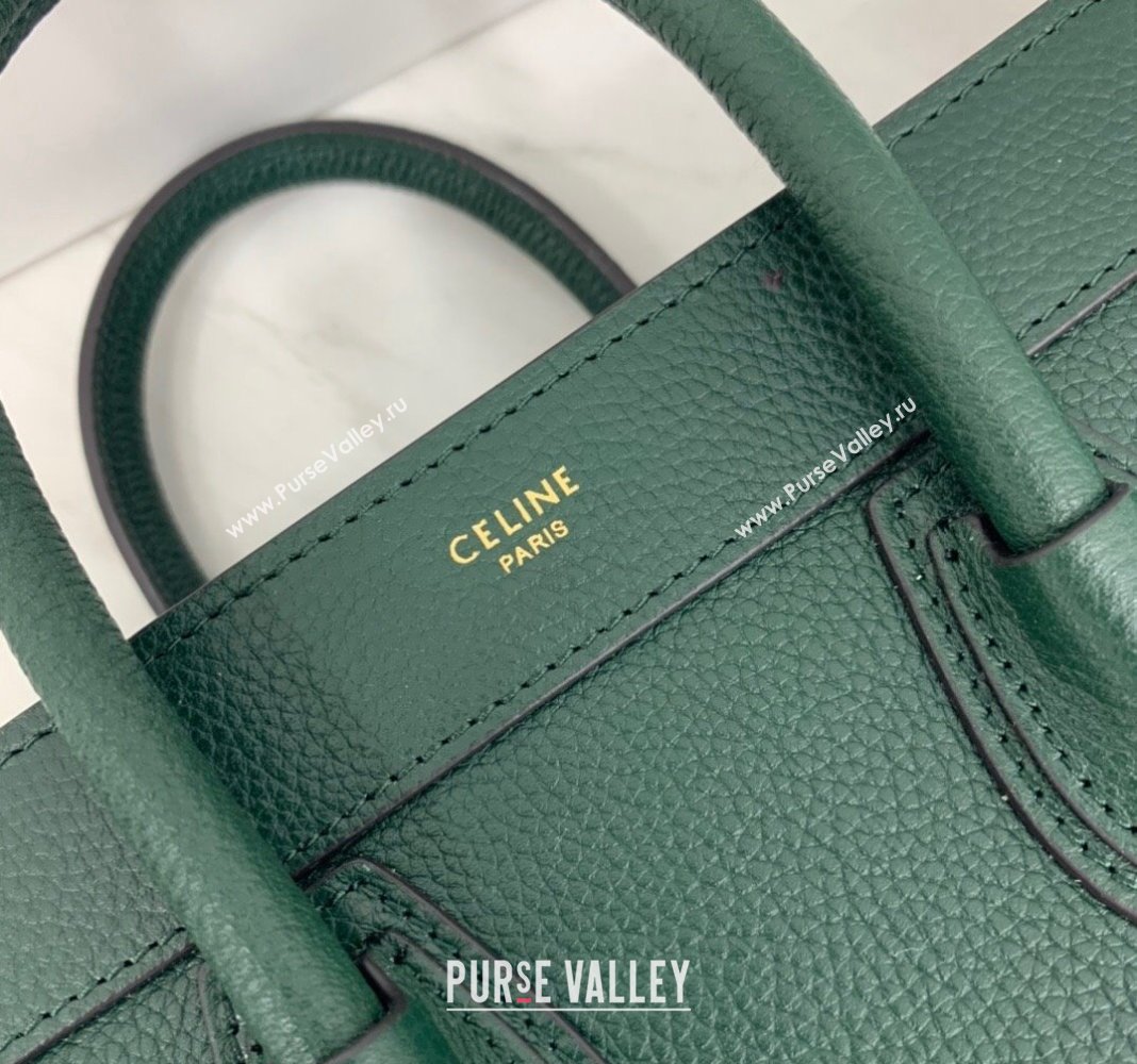 Celine Nano Luggage Bag in Grained Calfskin Green 2023 189243 (HF-240118049)