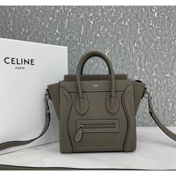 Celine Nano Luggage Bag in Grained Calfskin Grey 2023 189243 (HF-240118050)