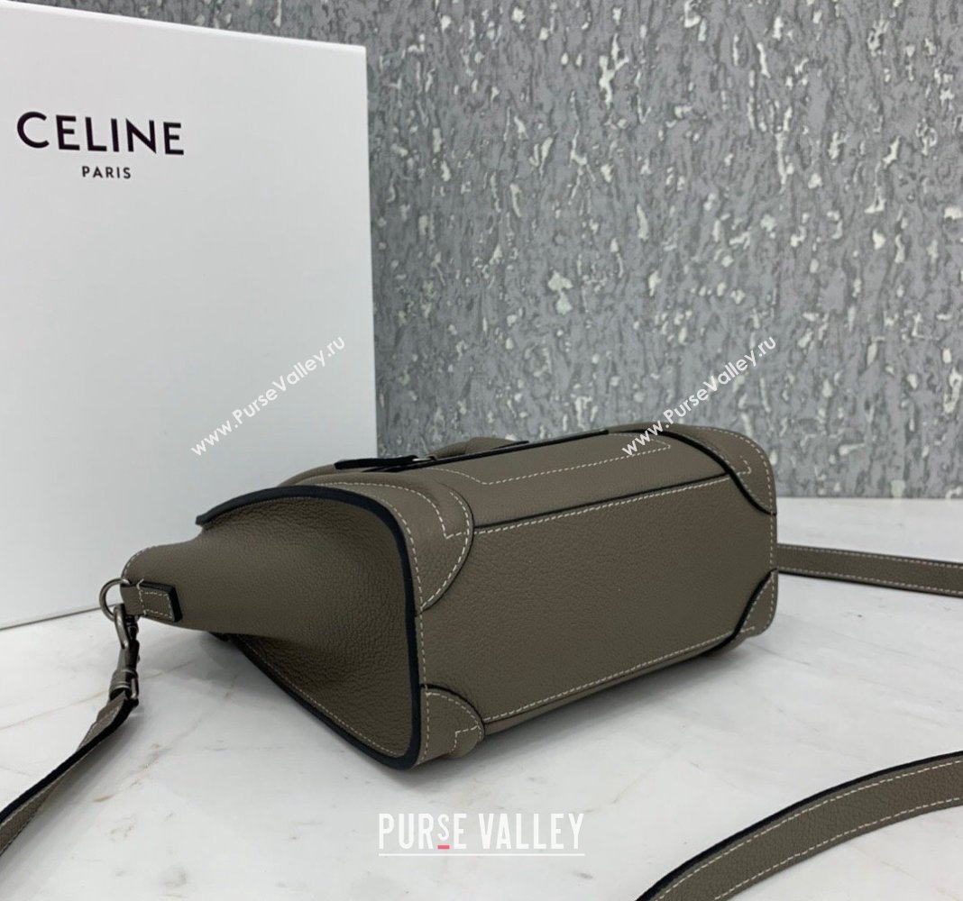 Celine Nano Luggage Bag in Grained Calfskin Grey 2023 189243 (HF-240118050)