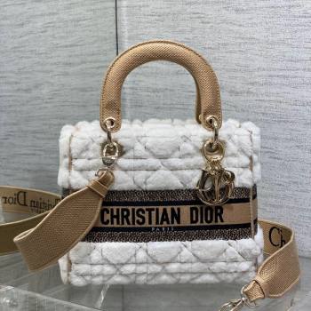 Dior Medium Lady D-Lite Bag in Cannage Shearling White 2024 0118 (XXG-240118061)