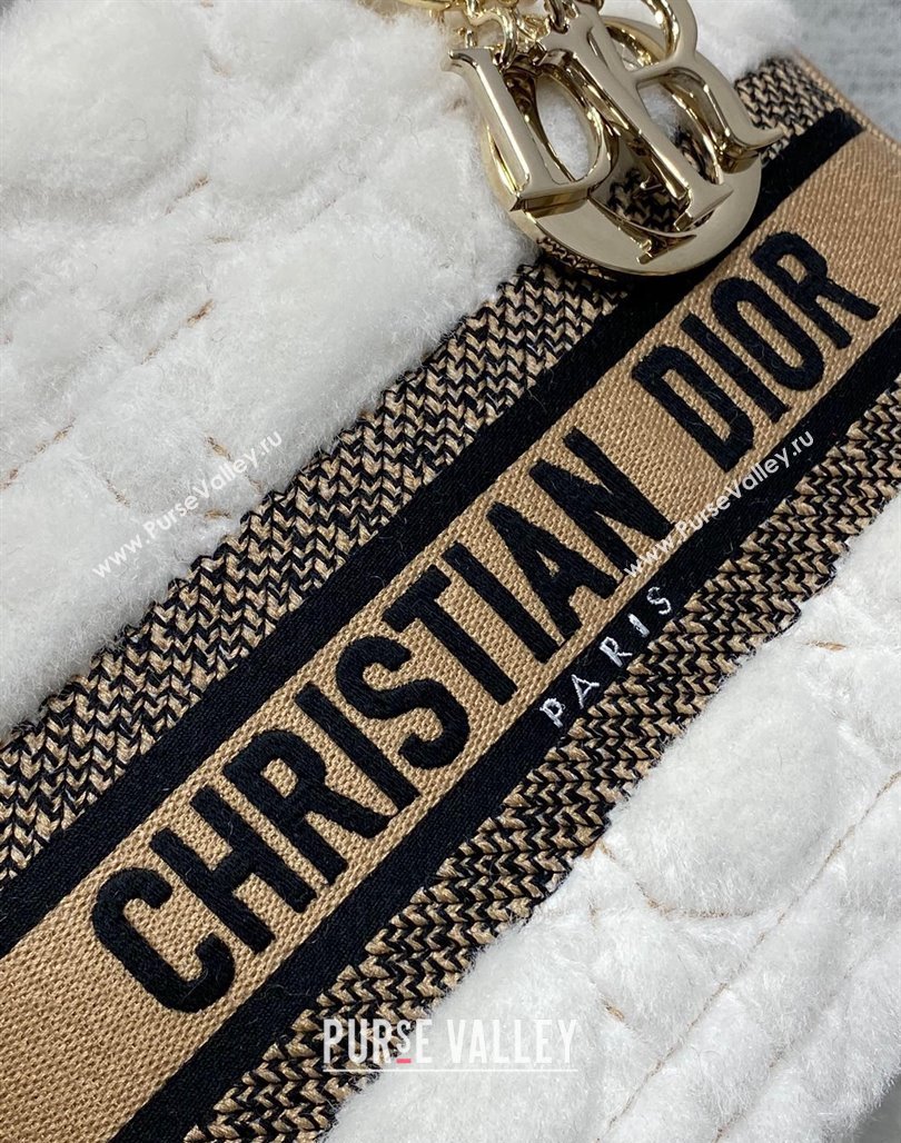 Dior Medium Lady D-Lite Bag in Cannage Shearling White 2024 0118 (XXG-240118061)