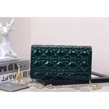 Dior Lady Dior Pouch in Patent Cannage Calfskin Green 2024 (XXG-240118066)