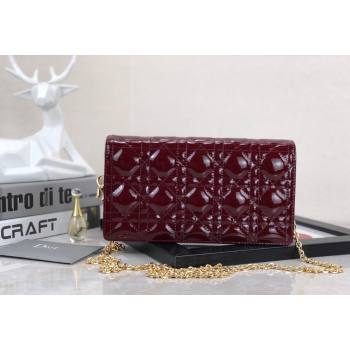 Dior Lady Dior Pouch in Patent Cannage Calfskin Burgundy 2024 (XXG-240118067)