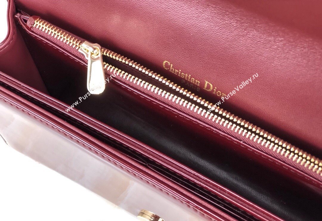 Dior Lady Dior Pouch in Patent Cannage Calfskin Burgundy 2024 (XXG-240118067)