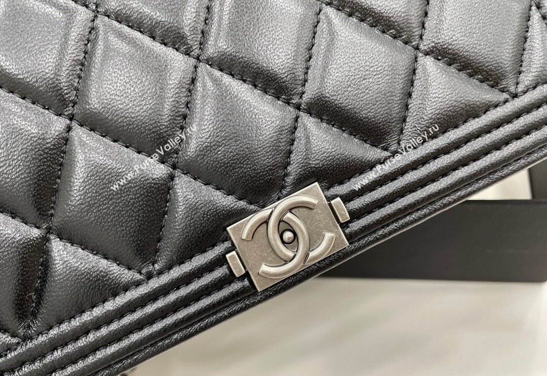 Chanel Lambskin Boy Chanel Wallet On Chain Bag WOC Black/Silver 2024 (yezi-240117062)