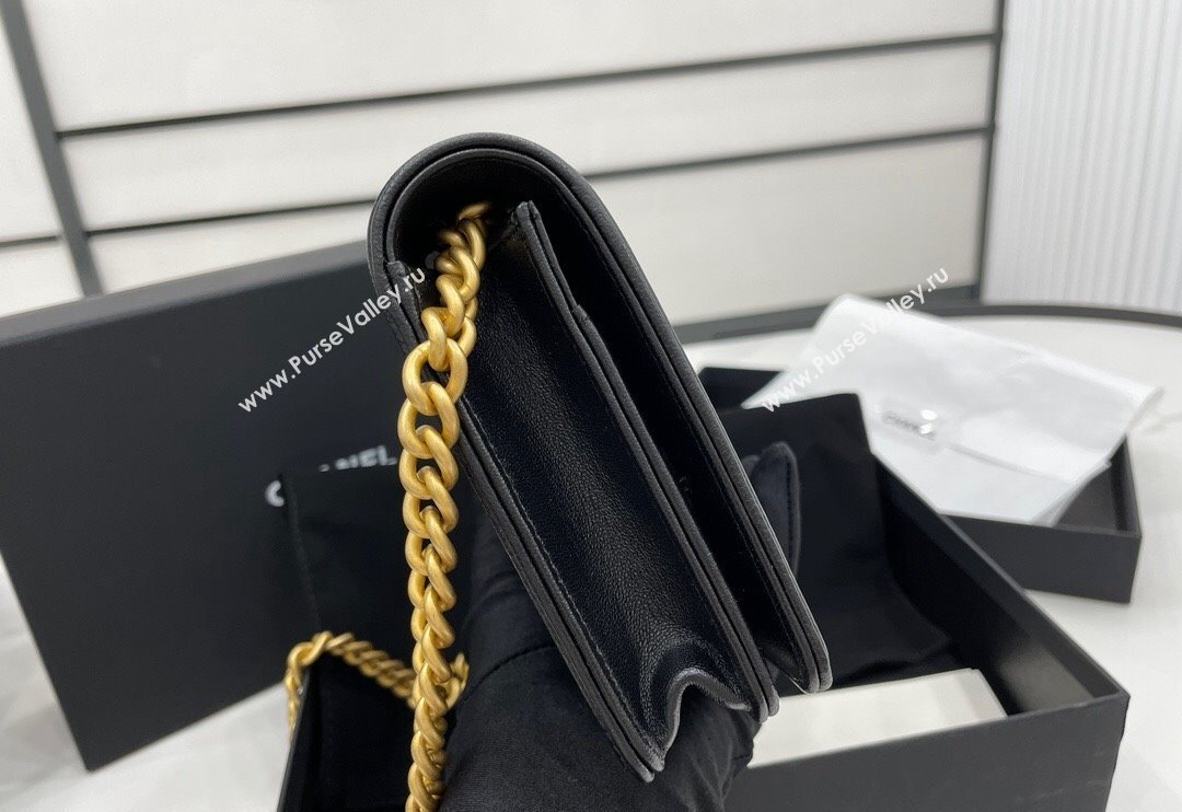 Chanel Lambskin Boy Chanel Wallet On Chain Bag WOC Black/Gold 2024 (yezi-240117063)