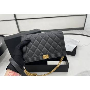 Chanel Grained Calfskin Boy Chanel Wallet On Chain Bag WOC Black/Gold 2024 (yezi-240117064)