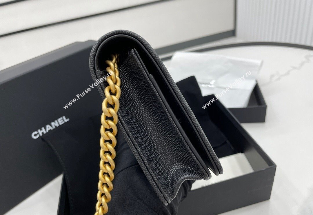 Chanel Grained Calfskin Boy Chanel Wallet On Chain Bag WOC Black/Gold 2024 (yezi-240117064)