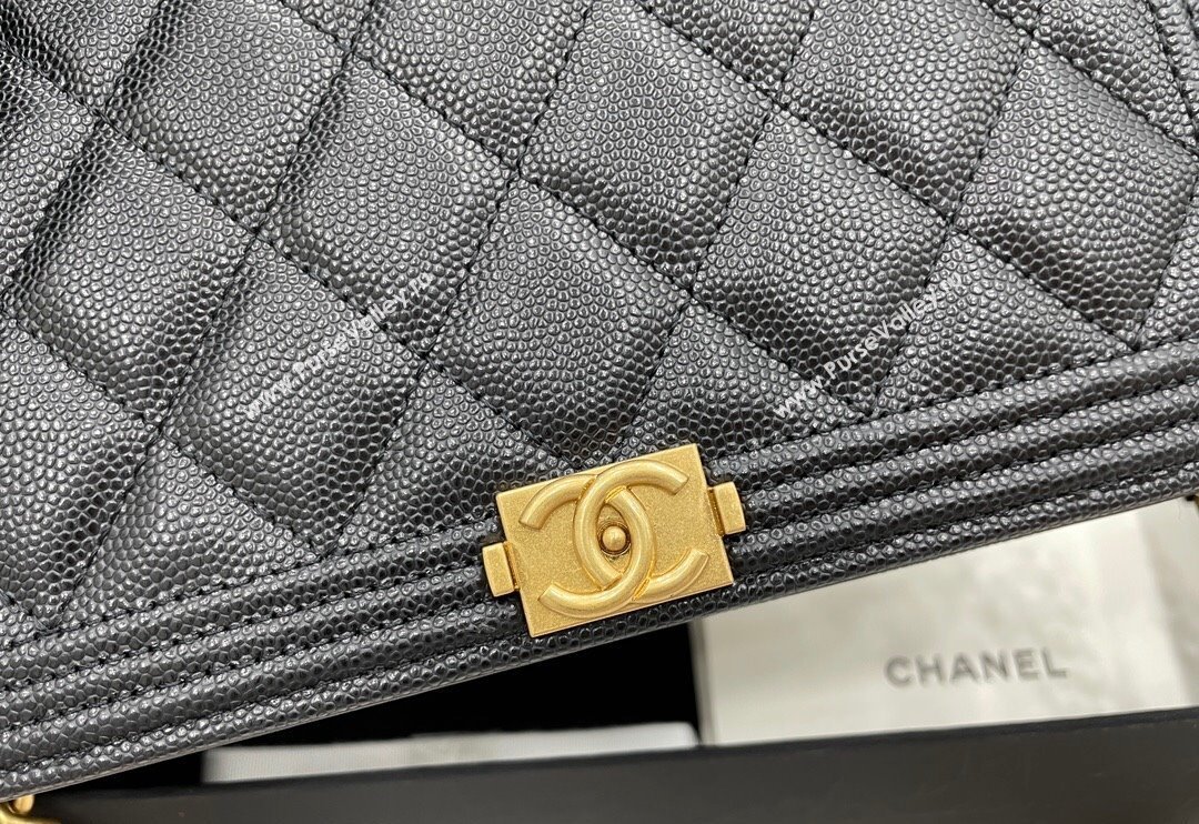 Chanel Grained Calfskin Boy Chanel Wallet On Chain Bag WOC Black/Gold 2024 (yezi-240117064)