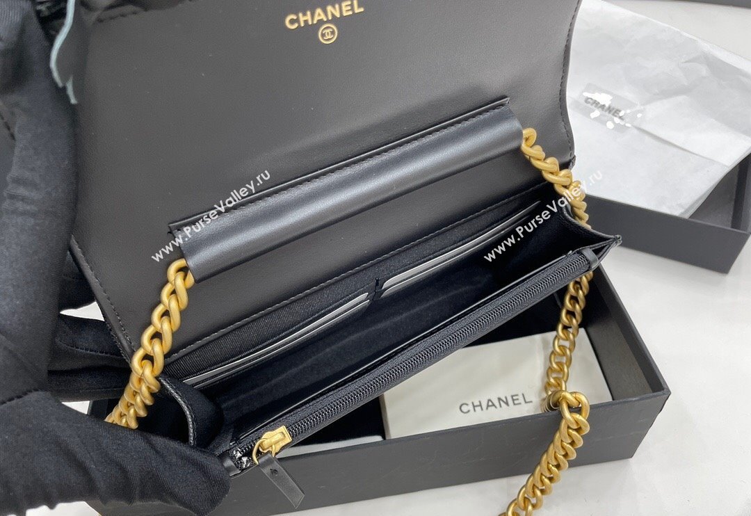 Chanel Grained Calfskin Boy Chanel Wallet On Chain Bag WOC Black/Gold 2024 (yezi-240117064)