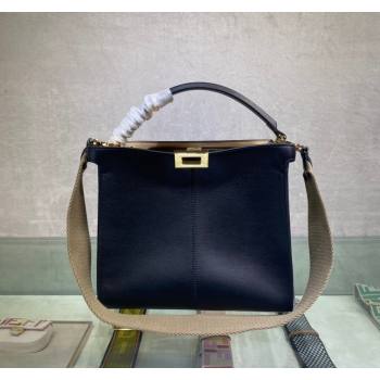 Fendi Peekaboo Small Tote Bag in Calfskin with Strap Black/Beige 2024 (AF-240118081)