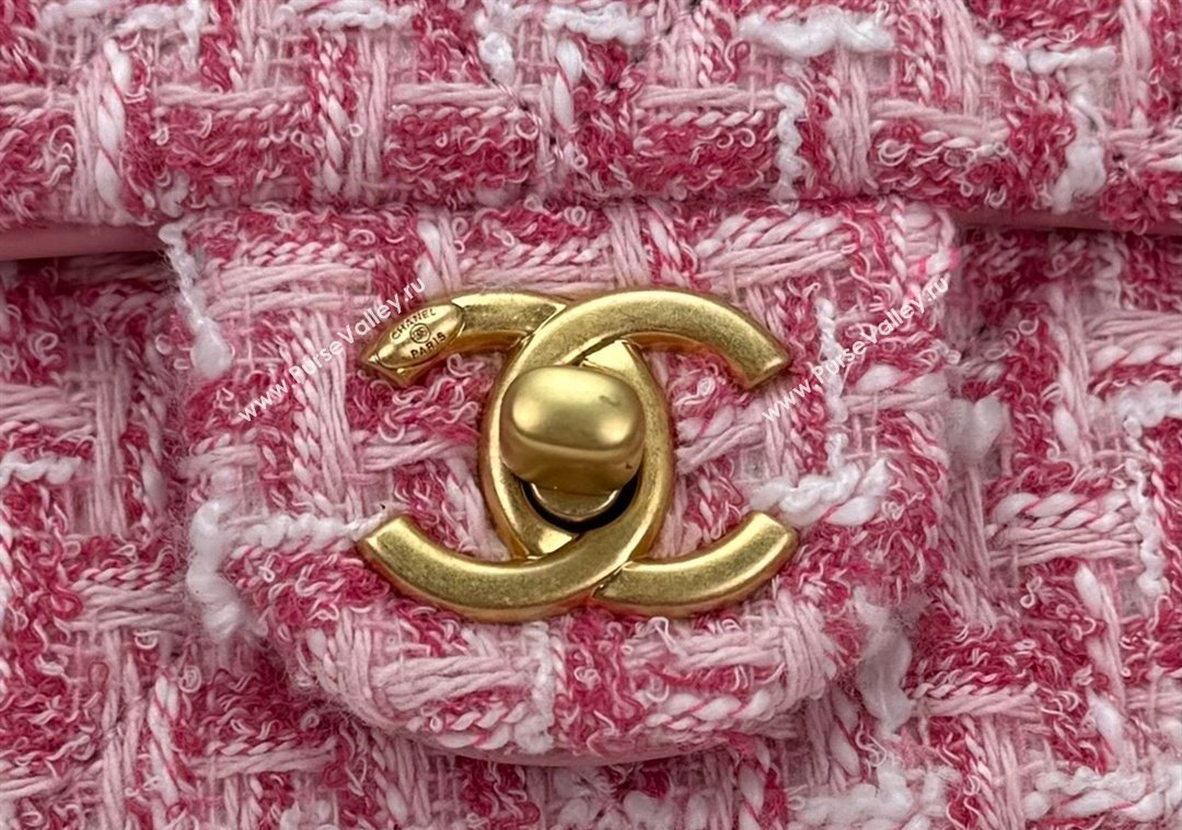 Chanel Tweed Small Flap Bag with Wood Handle AS4151 Pink 2024 (yezi-240116002)