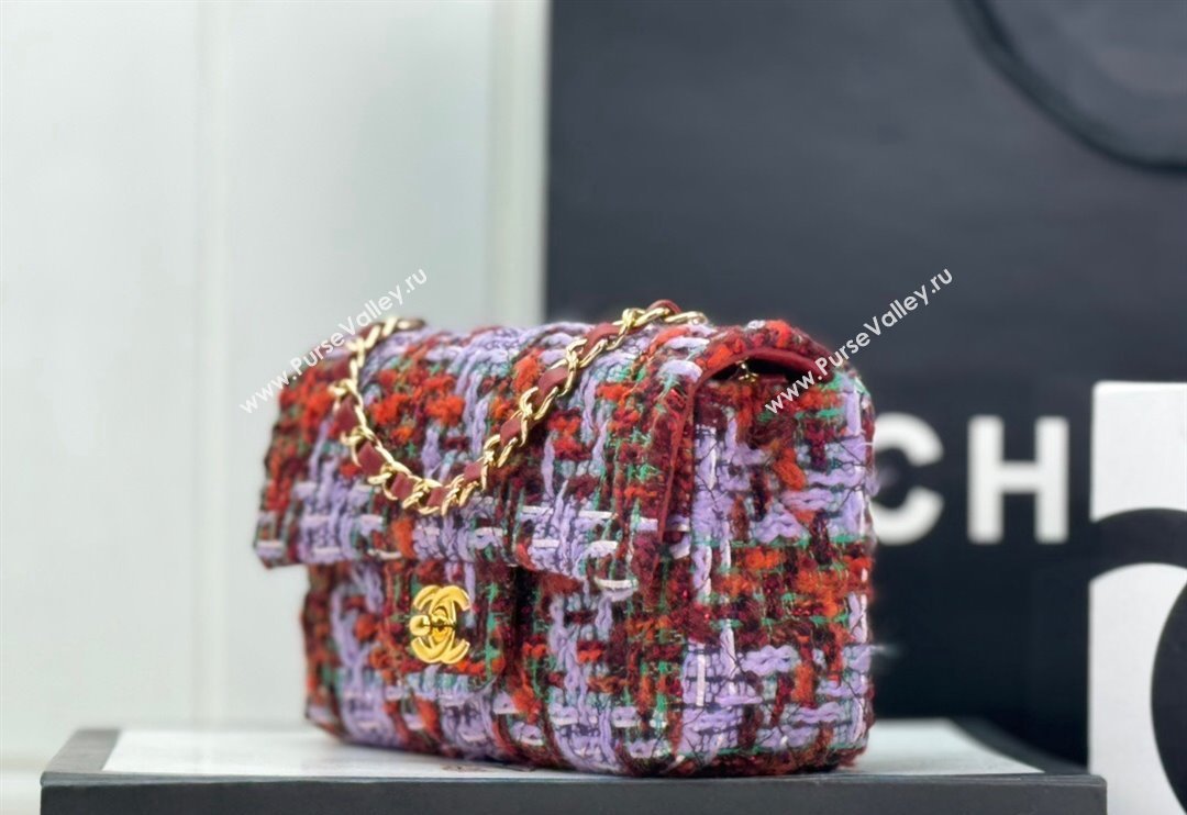 Chanel Classic Tweed Mini Flap Bag A69900 Purple/Green/Red 2024 0116 (yezi-240116025)