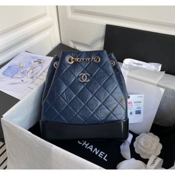 Chanel GABRIELLE Aged Calfskin Bucket Bag Navy Blue 2024 A94485 (yezi-240116043)