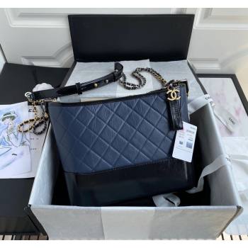 Chanel GABRIELLE Aged Calfskin Hobo Bag Navy Blue 2024 A93824 (yezi-240116046)