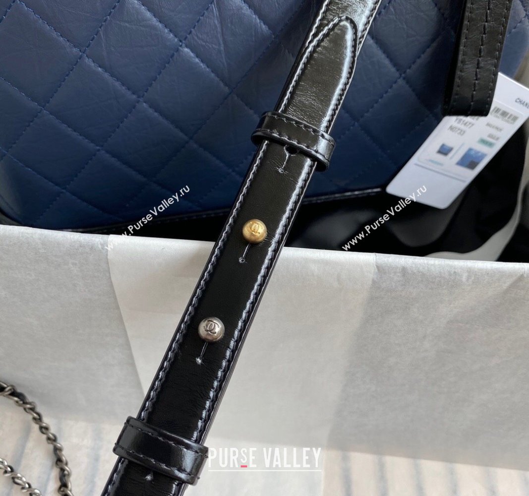 Chanel GABRIELLE Aged Calfskin Hobo Bag Navy Blue 2024 A93824 (yezi-240116046)