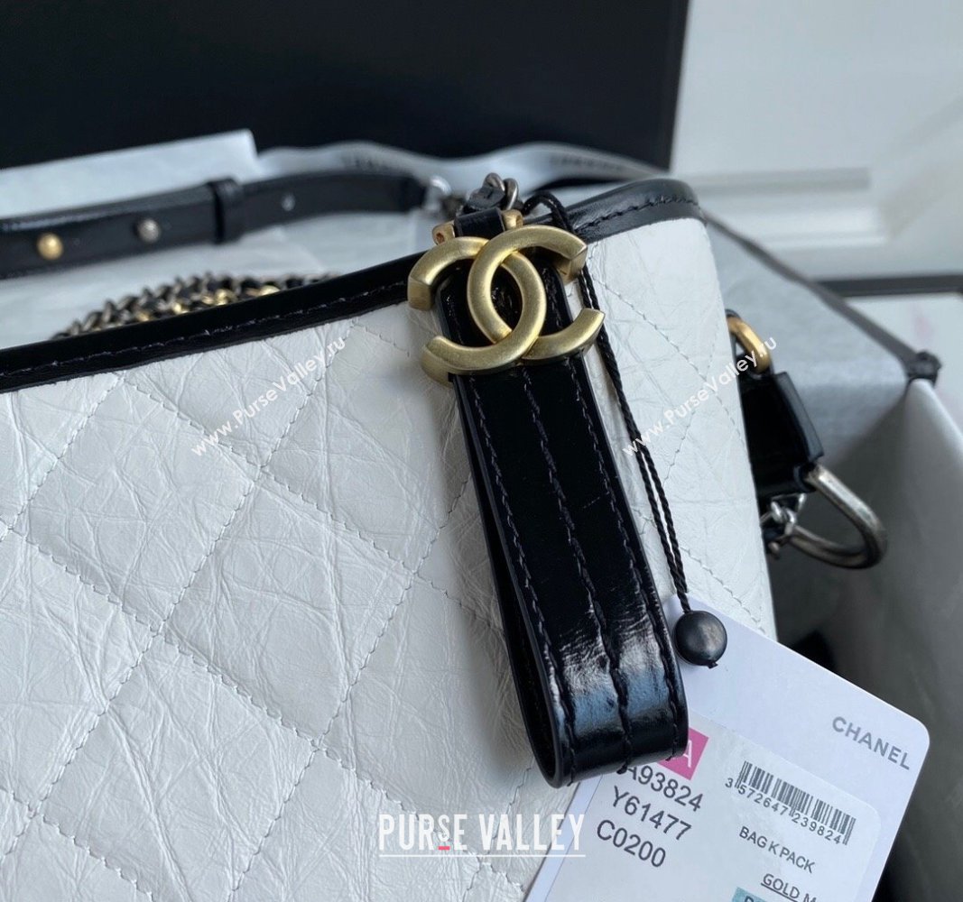 Chanel GABRIELLE Aged Calfskin Hobo Bag White 2024 A93824 (yezi-240116047)