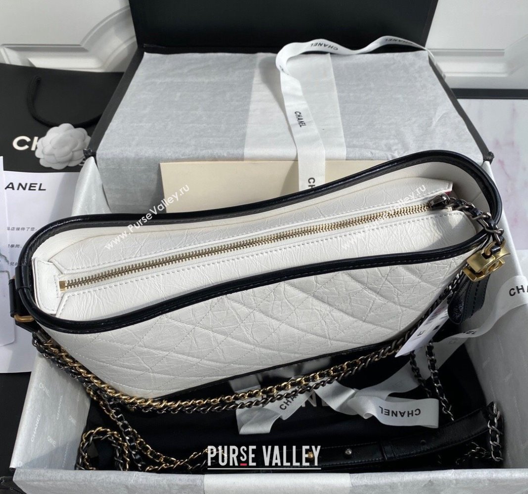 Chanel GABRIELLE Aged Calfskin Hobo Bag White 2024 A93824 (yezi-240116047)