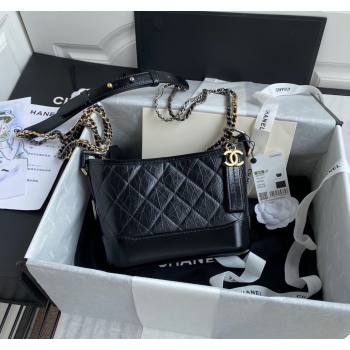 Chanel GABRIELLE Aged Calfskin Hobo Bag Black 2024 A91810 (yezi-240116048)