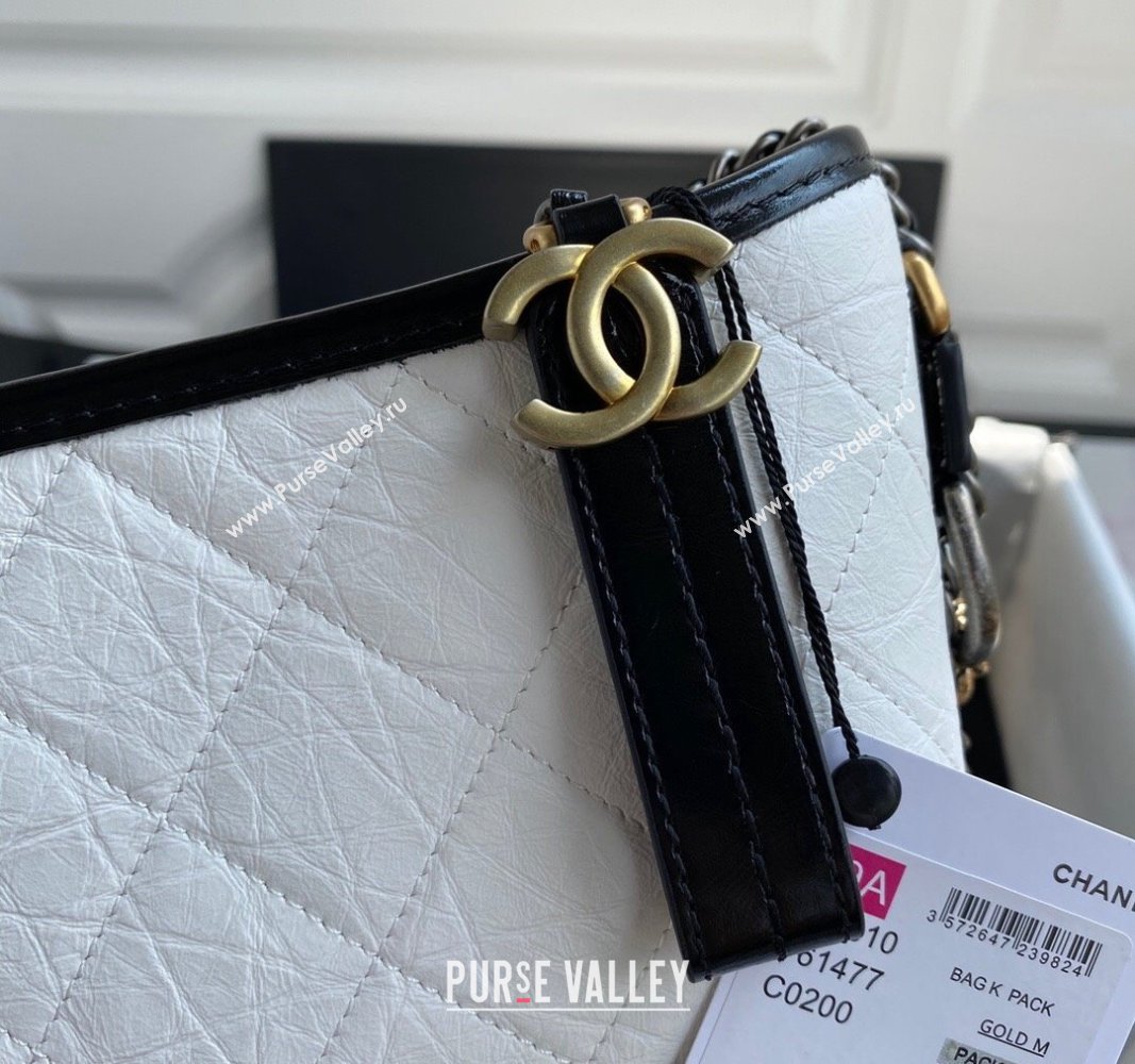 Chanel GABRIELLE Aged Calfskin Hobo Bag White 2024 A91810 (yezi-240116049)