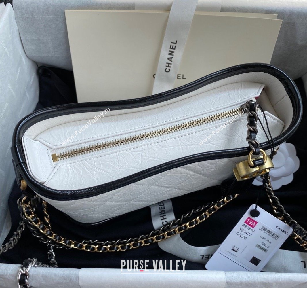 Chanel GABRIELLE Aged Calfskin Hobo Bag White 2024 A91810 (yezi-240116049)