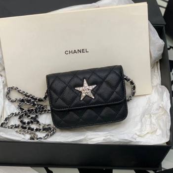 Chanel Grained Calfskin Belt Bag with Crystals Star Black 2024 (yezi-240116050)