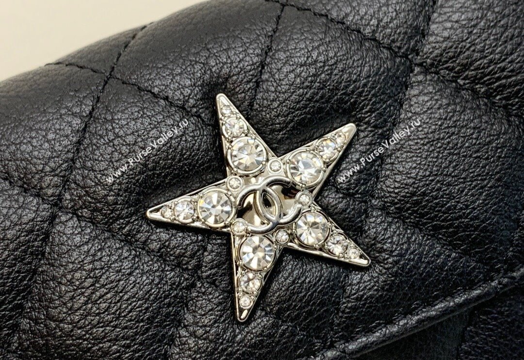 Chanel Grained Calfskin Belt Bag with Crystals Star Black 2024 (yezi-240116050)