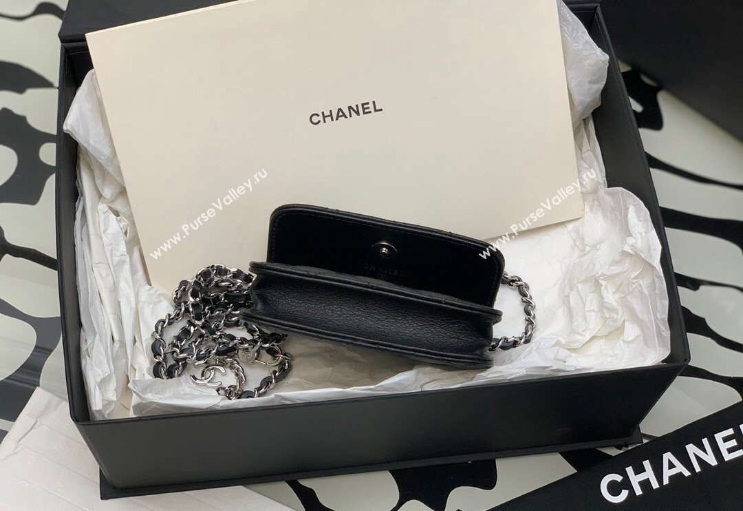 Chanel Grained Calfskin Belt Bag with Crystals Star Black 2024 (yezi-240116050)