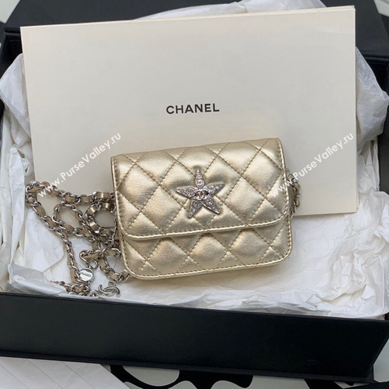 Chanel Grained Calfskin Belt Bag with Crystals Star Gold 2024 (yezi-240116051)