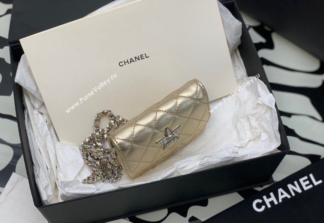 Chanel Grained Calfskin Belt Bag with Crystals Star Gold 2024 (yezi-240116051)