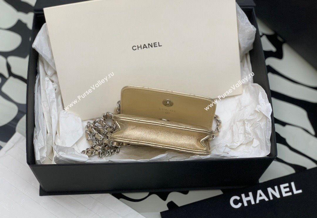 Chanel Grained Calfskin Belt Bag with Crystals Star Gold 2024 (yezi-240116051)