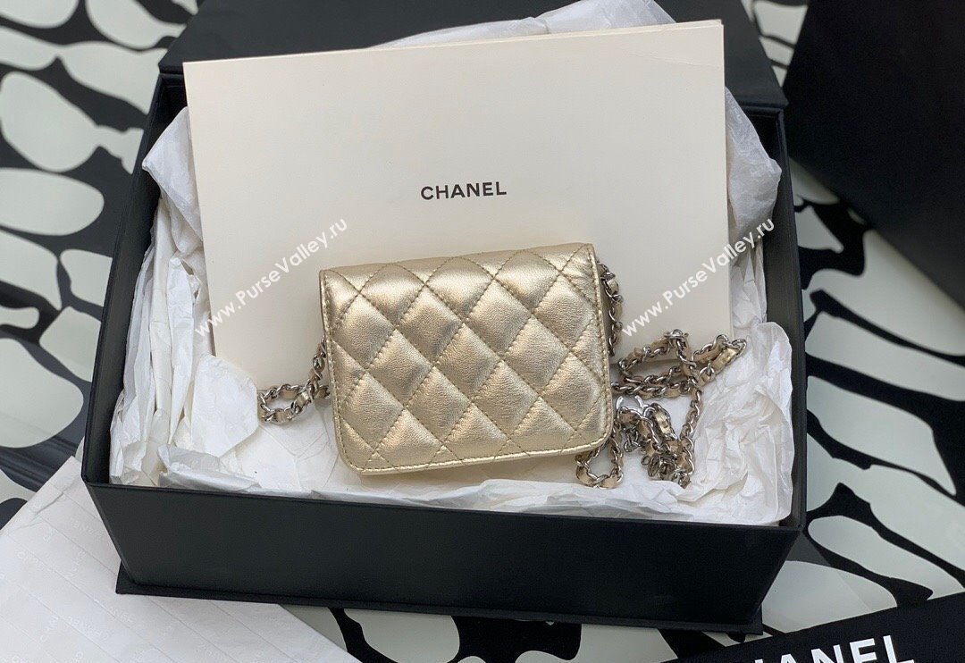 Chanel Grained Calfskin Belt Bag with Crystals Star Gold 2024 (yezi-240116051)