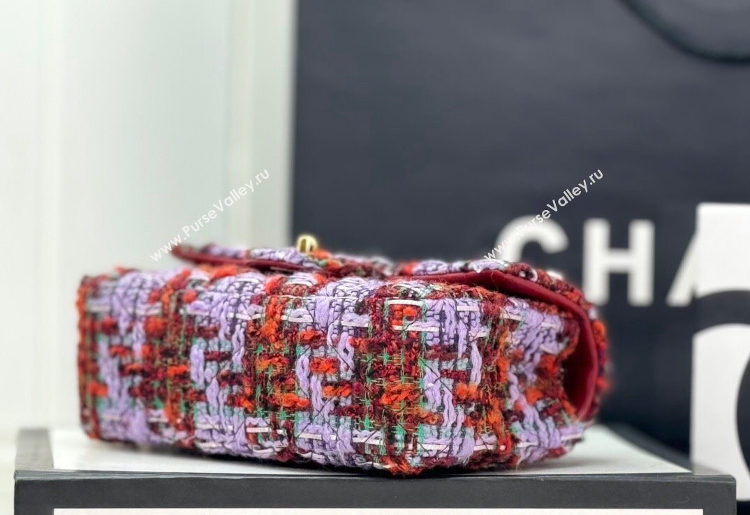 Chanel Classic Tweed Mini Flap Bag A69900 Purple/Green/Red 2024 0116 (yezi-240116025)