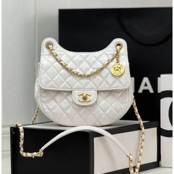 Chanel Shiny Calfskin Small Hobo Bag AS4572 White 2024 (yezi-240116005)