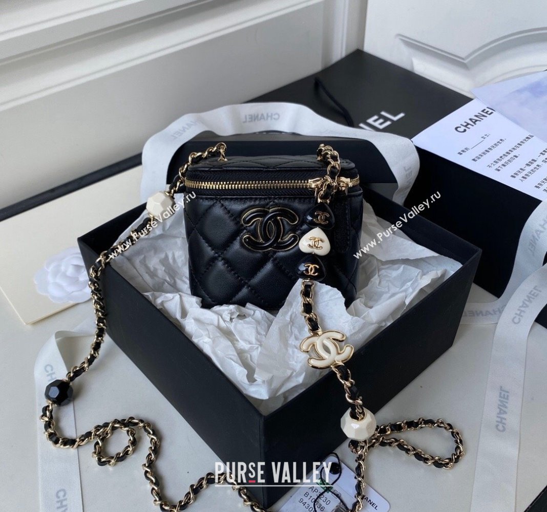 Chanel Lambskin Clutch with Chain and Hearts Charm AP3230 Black 2024 (yezi-240116054)