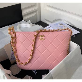 Chanel Shiny Lambskin Large Hobo Bag AS4450 Light Pink 2023 (yezi-240117002)