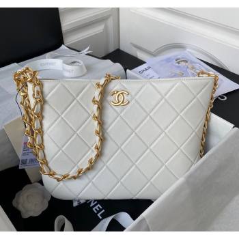 Chanel Shiny Lambskin Large Hobo Bag AS4450 White 2023 (yezi-240117003)